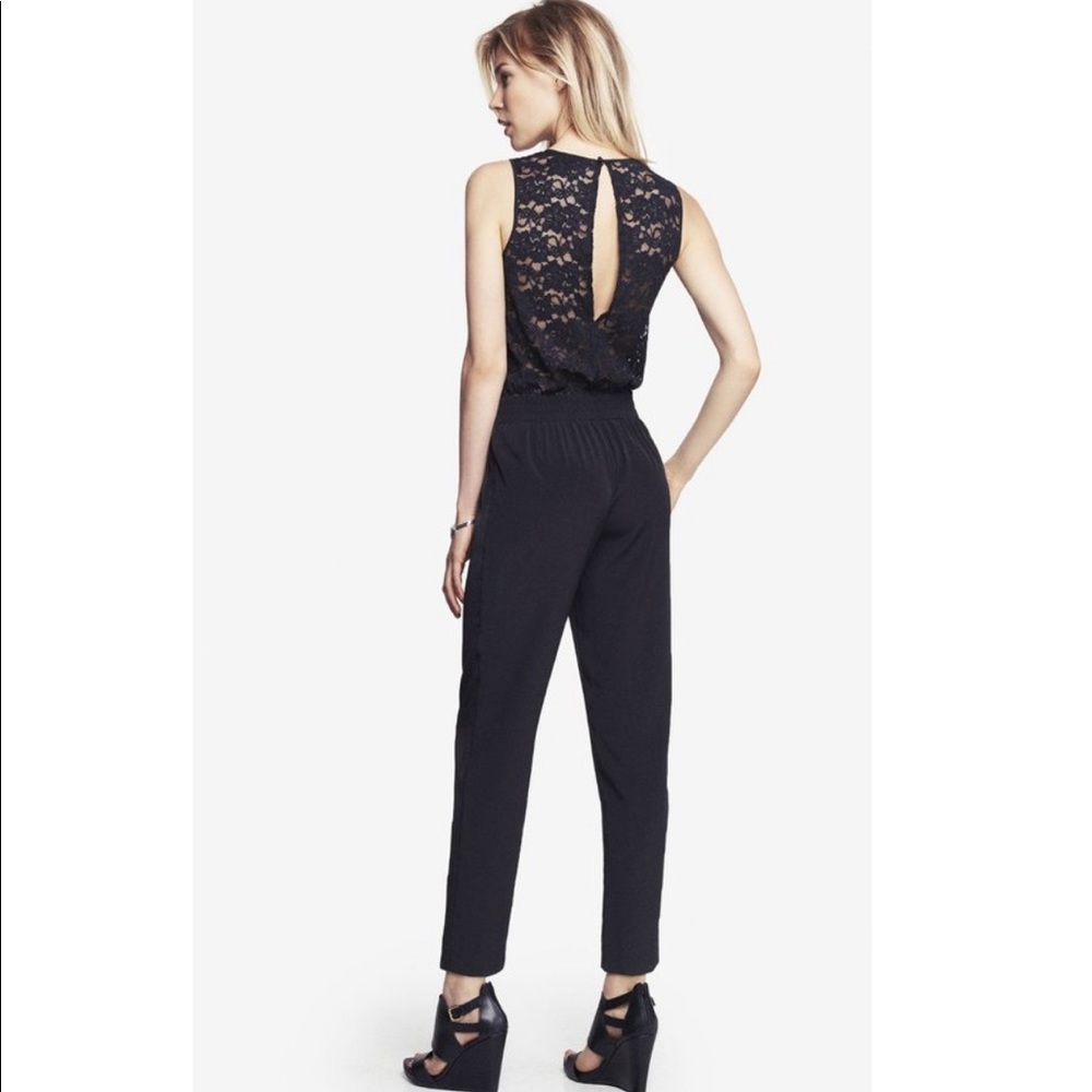 Express Black lace back sleeveless jumpsuit NWT
